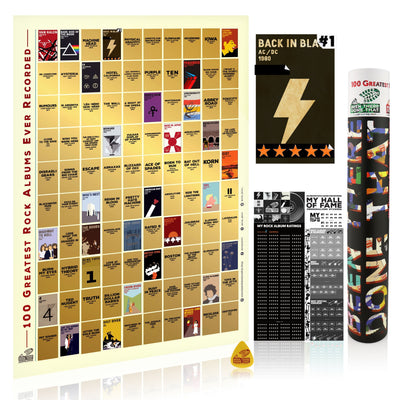 BTDT AUDIOLOGUES ROCK EDITION | 100 Greatest Rock Albums Bucket List Scratch Poster Interactive Scratch Off Posters BEEN THERE DONE THAT 