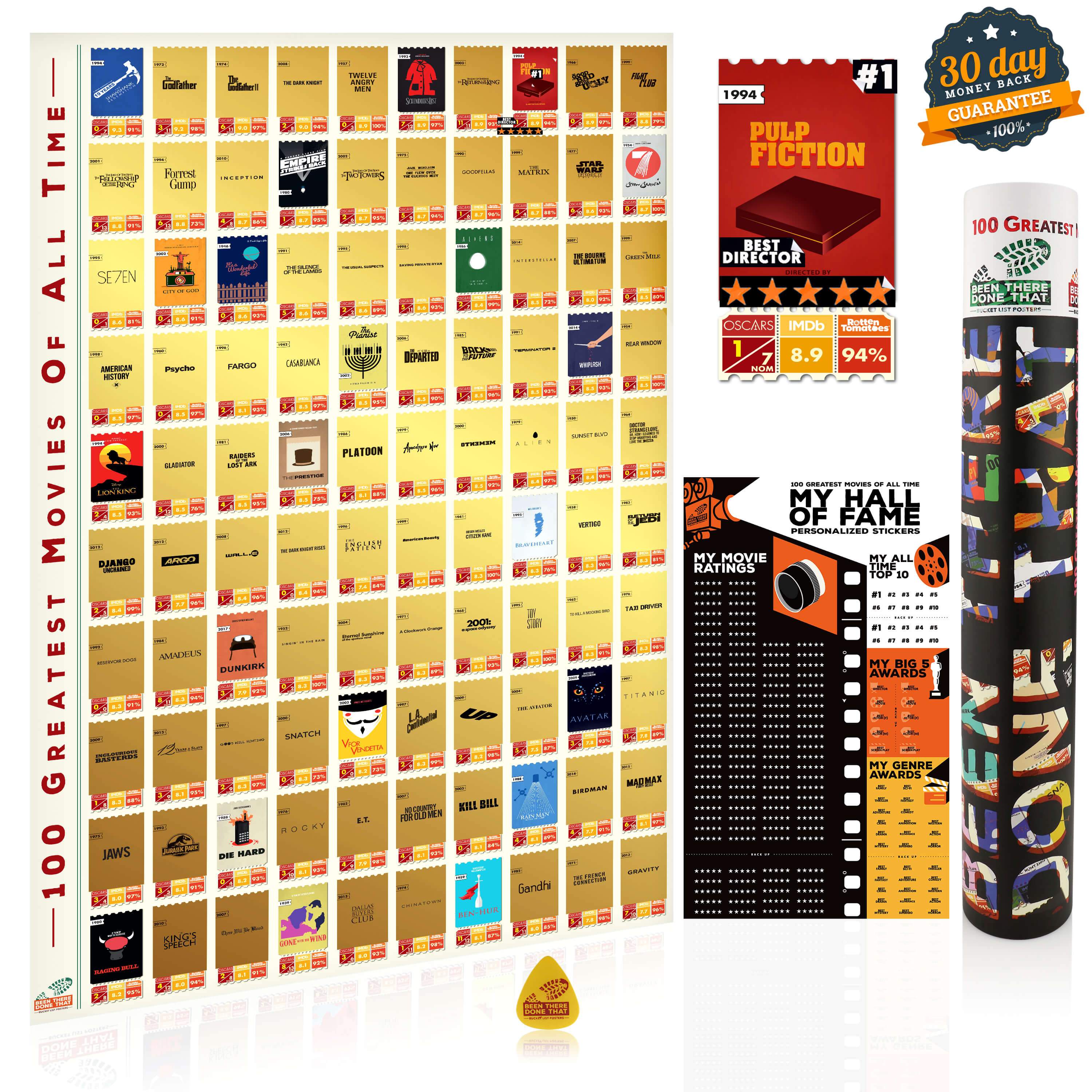 100 Movies Scratch Off Poster /Bucket List Poster