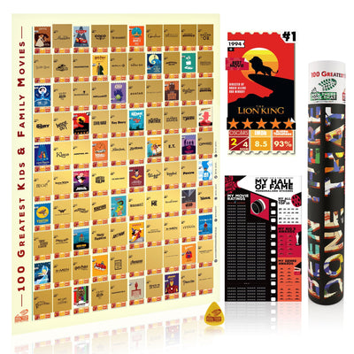 BTDT MOVIELOGUES KIDS EDITION | 100 Greatest Kids & Family Movies Bucket List Scratch Poster Interactive Scratch Off Posters BEEN THERE DONE THAT 