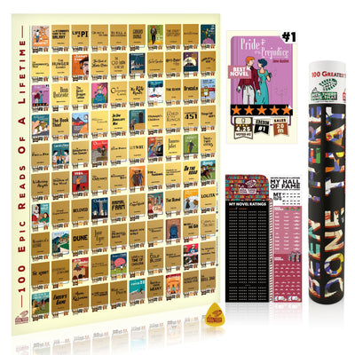 BTDT NOVELOGUES | 100 Epic Reads Bucket List Scratch Poster Interactive Scratch Off Posters BEEN THERE DONE THAT 