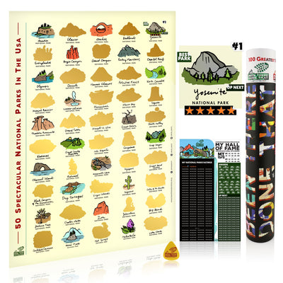 BTDT PARKLOGUES | 50 Spectacular US National Parks Bucket List Scratch Poster Interactive Scratch Off Posters BEEN THERE DONE THAT 